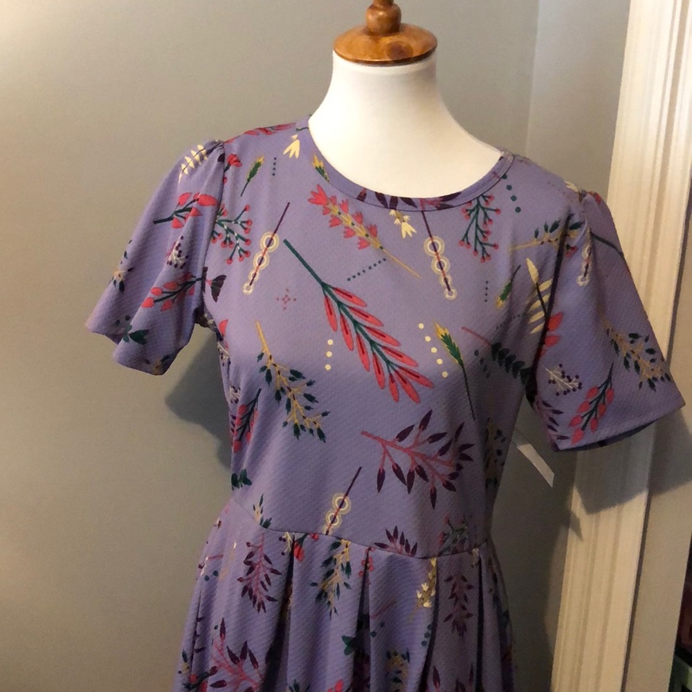 LuLaRoe Amelia Dress XL purple Print Beautiful